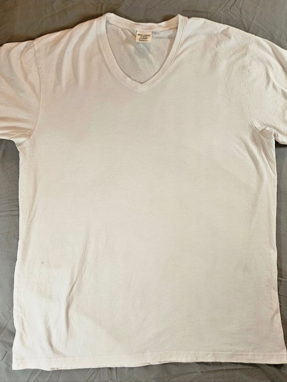 Gold Label Roundtree & Yorke Mens White Slim Fit Short Sleeve V-neck Shirt Sz XL